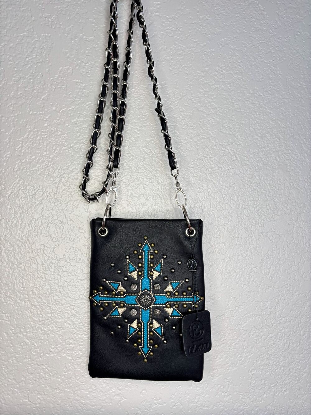 P&G Collection Western Studded Crossbody Phone Bag Turquoise Compass Star NWT